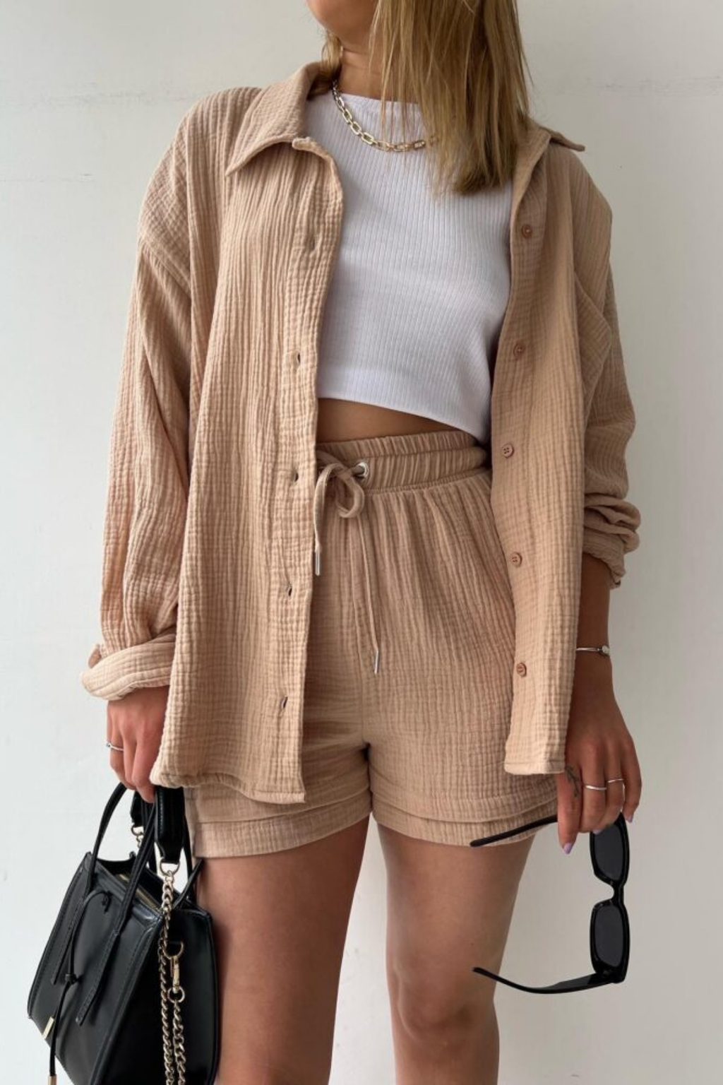 Seran Ligne | ensemble boutonné chemise-short