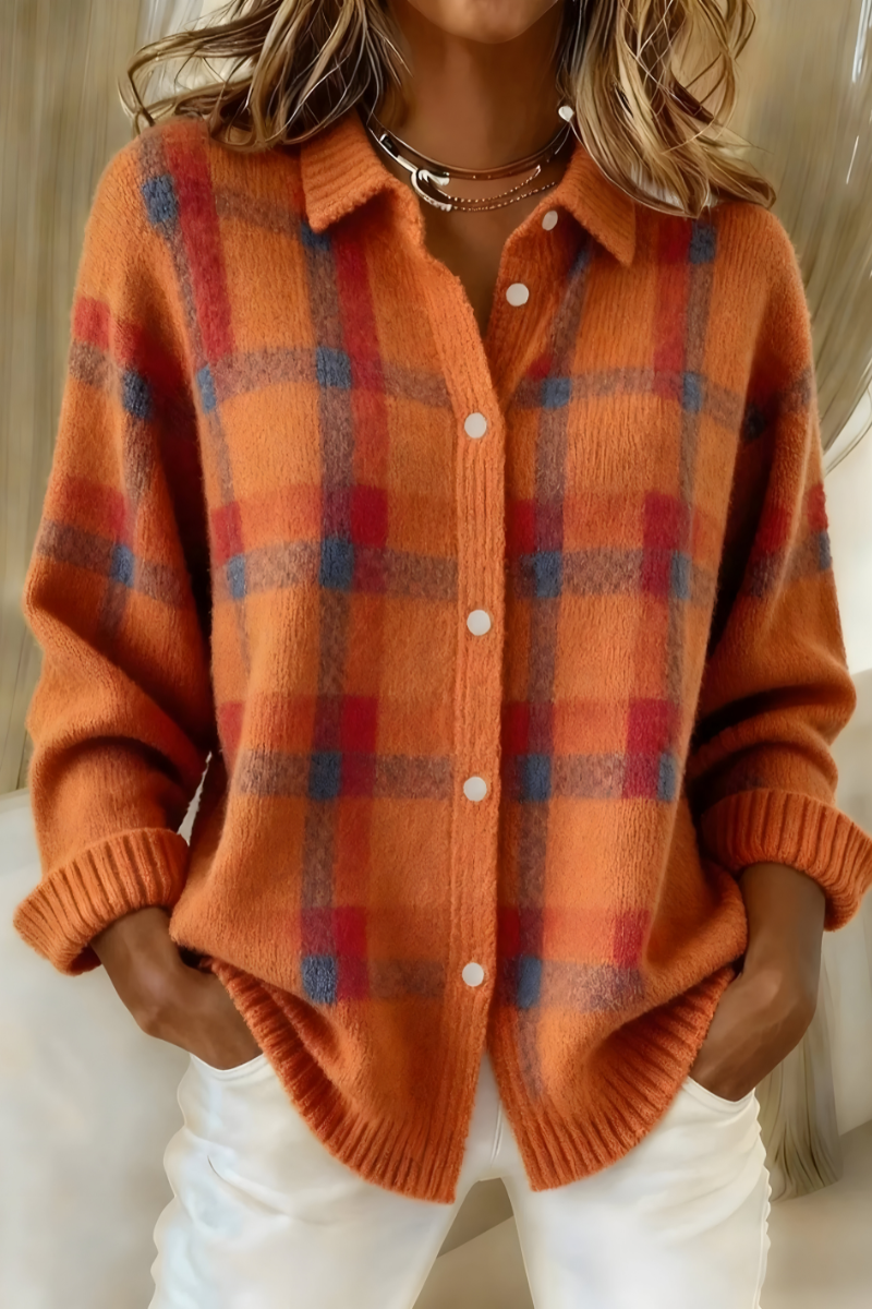 Anna | Cardigan en maille à carreaux