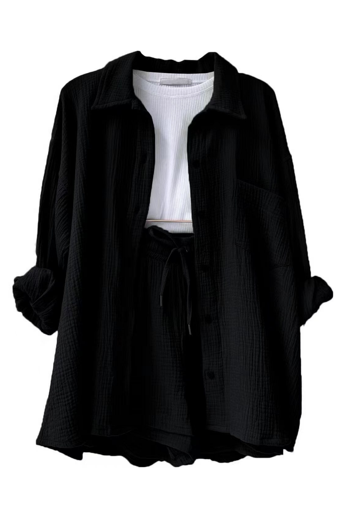 Seran Ligne | ensemble boutonné chemise-short