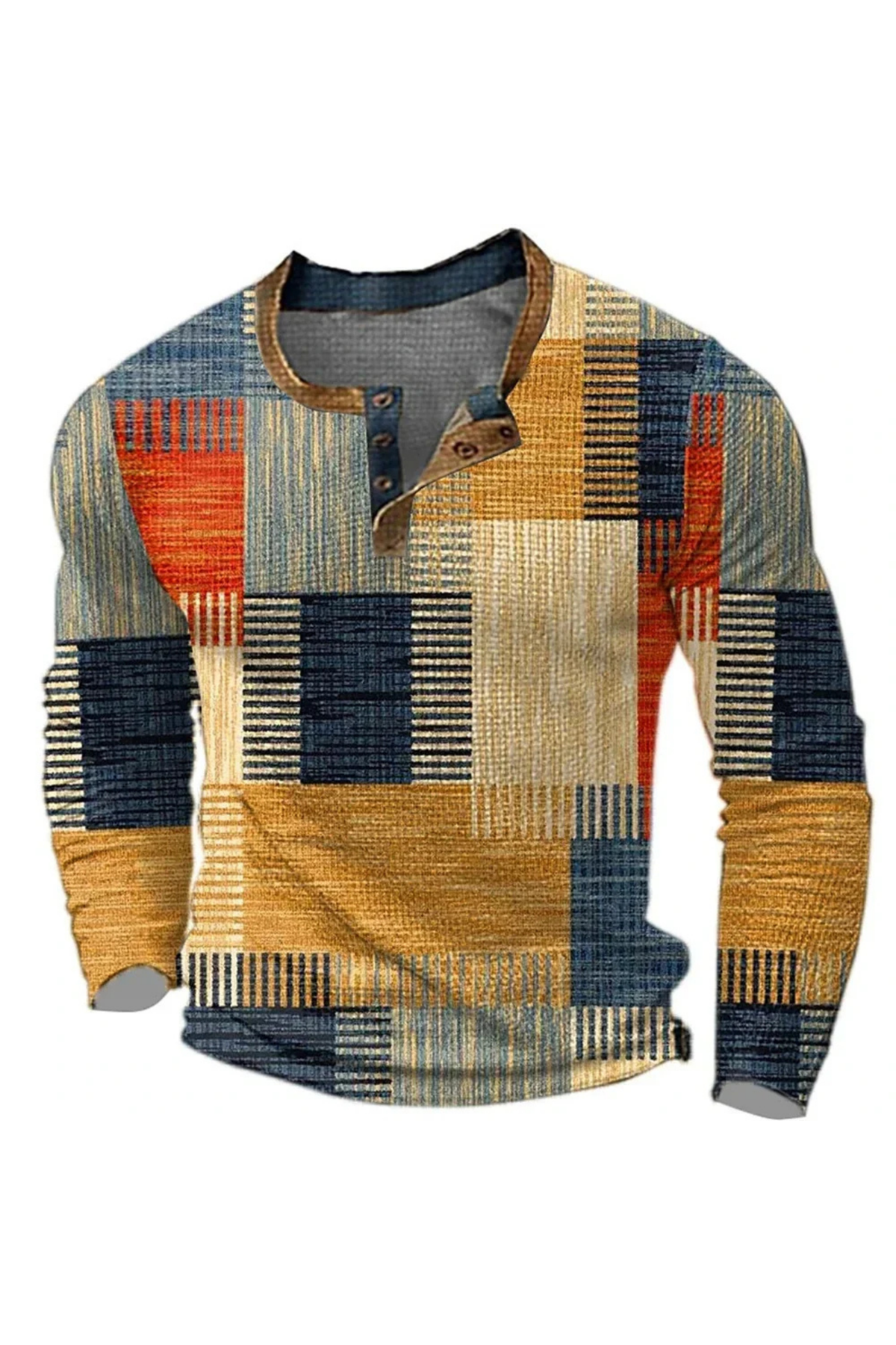 Cendralis Ligne | patchwork à carreaux t-shirt henley