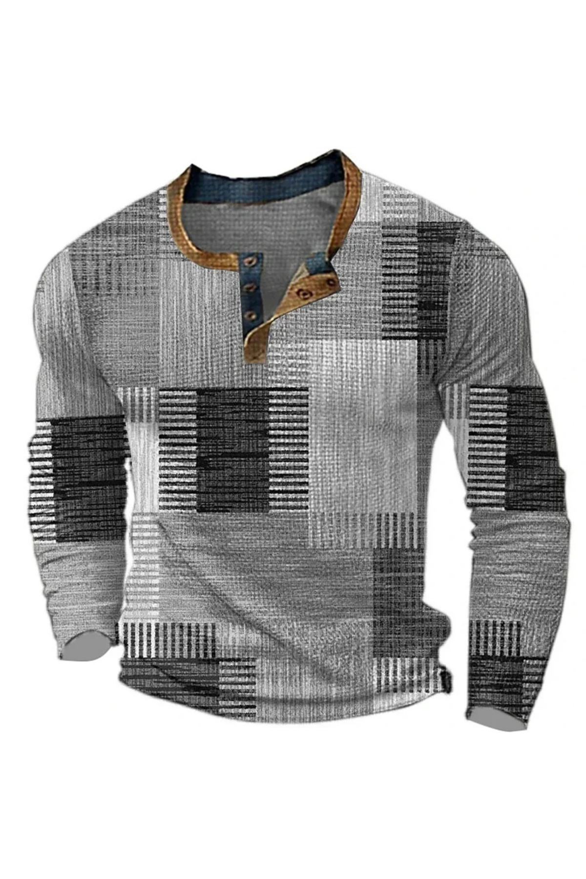 Cendralis Ligne | patchwork à carreaux t-shirt henley