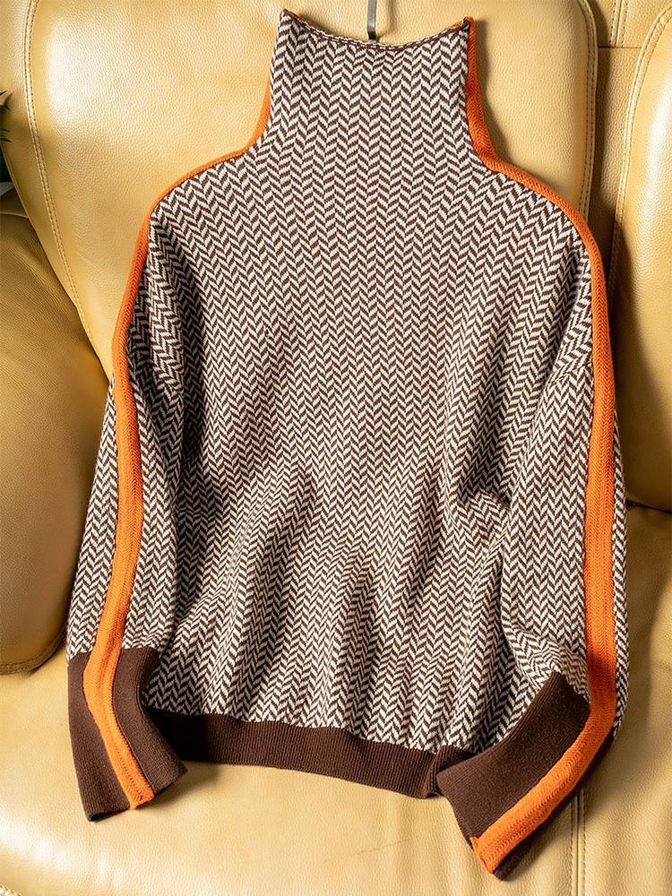 Lindemann Atelier | Malou – Rollkragenpullover mit Kontraststreifen